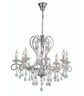 Ceiling Pendant Chandelier 8 Light Polished Chrome, Crystal - 1