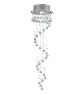 Ceiling Cluster Pendant Multi-Spiral 1 Light Polished Chrome, Crystal - 1