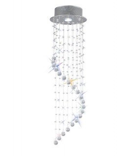 Ceiling Cluster Pendant Single-Spiral 1 Light Polished Chrome, Crystal - 1
