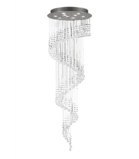 Ceiling Cluster Pendant Multi-Spiral 9 Light Polished Chrome, Crystal - 1