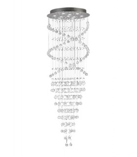 Ceiling Cluster Pendant Corkscrew 10 Light Polished Chrome, Crystal - 1
