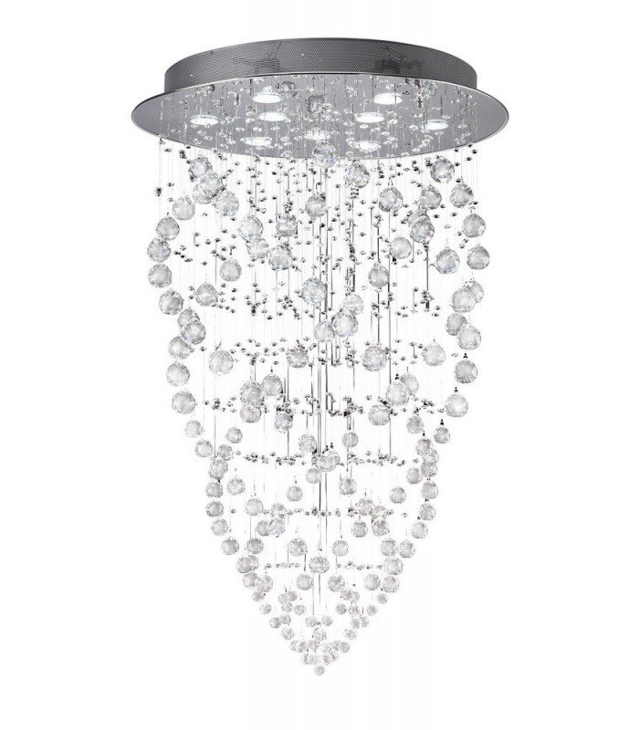 Ceiling Cluster Pendant Cone 9 Light Polished Chrome, Crystal - 1