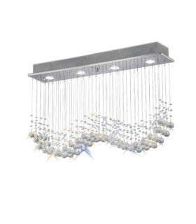 Ceiling Cluster Pendant Line 4 Light Polished Chrome, Crystal - 1
