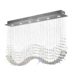 Ceiling Cluster Pendant Line 6 Light Polished Chrome, Crystal - 1