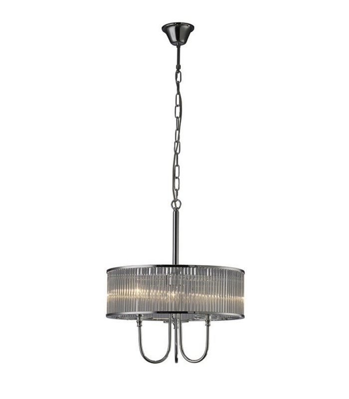 Ceiling Pendant Round 3 Light Polished Chrome, Crystal - 1