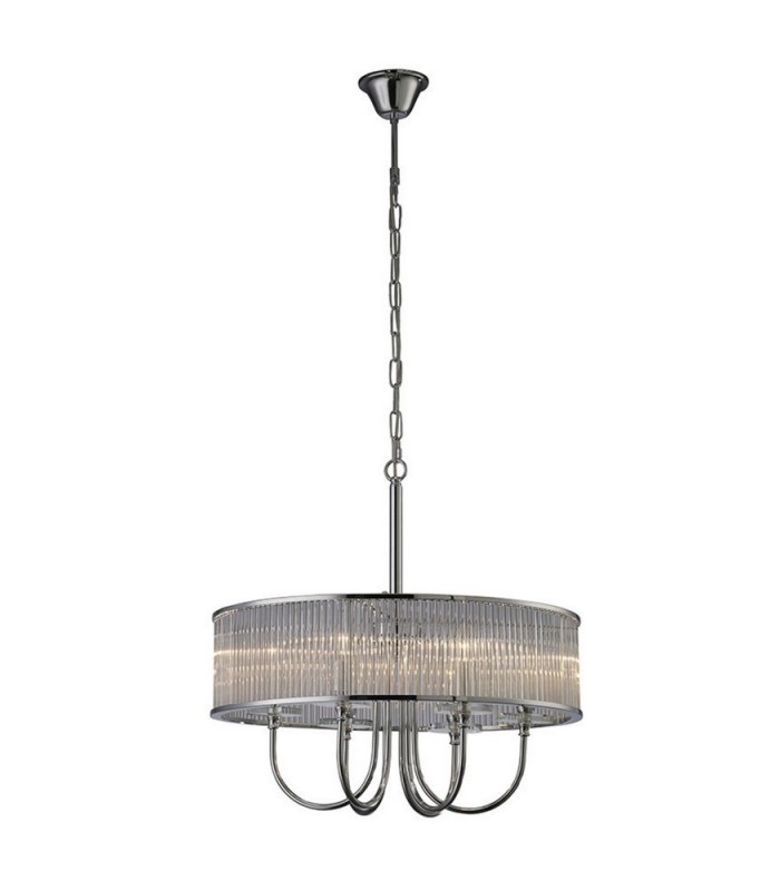 Ceiling Pendant Round 6 Light Polished Chrome, Crystal - 1