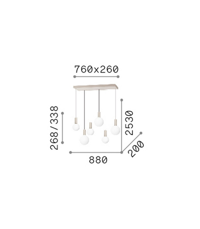 Odeon Bar Pendant Ceiling Light White 6x LED 5500lm 3000K-2