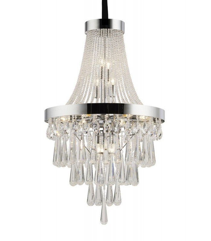 Ceiling Pendant Chandelier 13 Light Polished Chrome, Crystal - 1