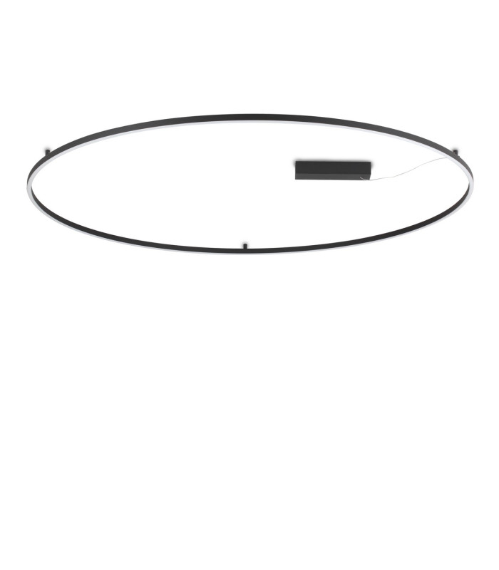Oracle Slim 150cm Non Dim 3000K Round Integrated LED Semi Flush Ceiling Light Black 9300lm-1
