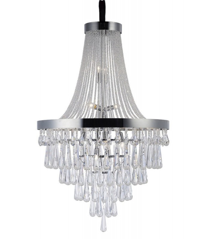 Ceiling Pendant Chandelier 17 Light Polished Chrome, Crystal - 1