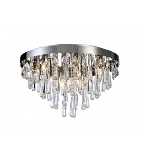 Flush Ceiling 8 Light E14 Polished Chrome, Crystal - 1