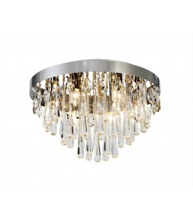 Flush Ceiling 10 Light E14 Polished Chrome, Crystal - 1