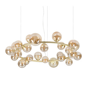 Perlage Globe Pendant Ceiling Light Amber 25x G9-1