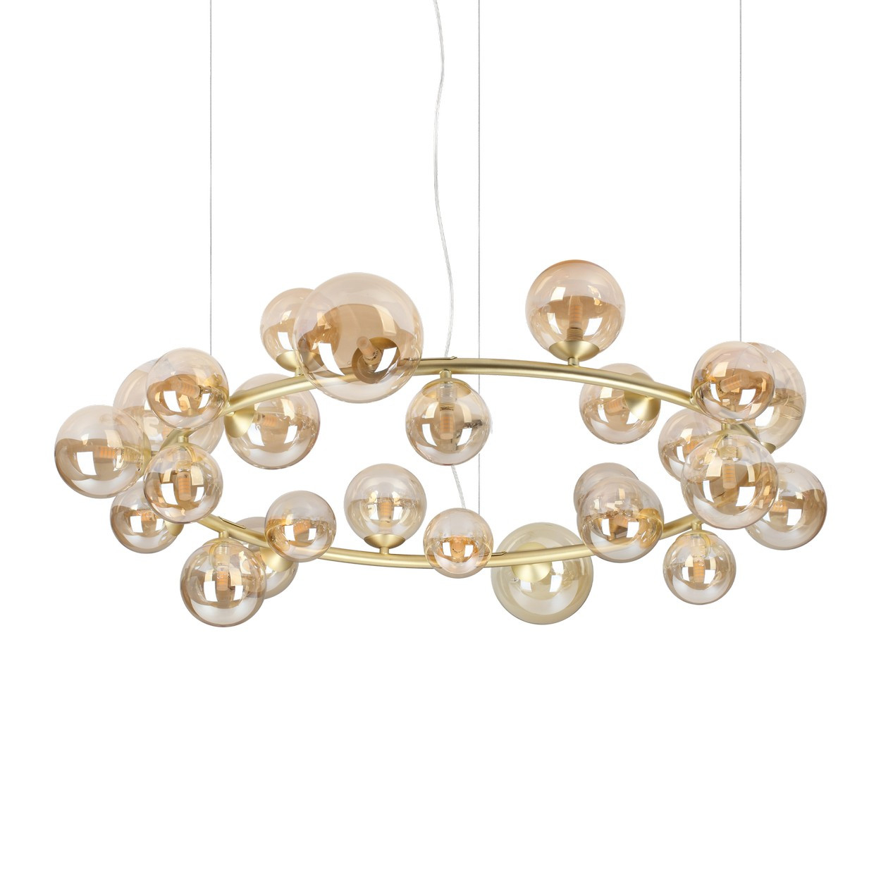 Perlage Globe Pendant Ceiling Light Amber 25x G9