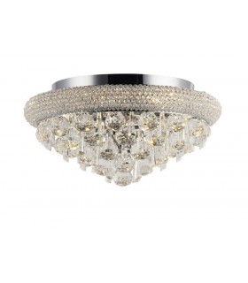 Flush Ceiling 6 Light Polished Chrome, Crystal - 1
