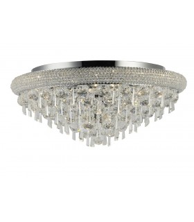 Flush Ceiling 9 Light Polished Chrome, Crystal - 1