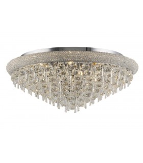 Flush Ceiling 16 Light Polished Chrome, Crystal - 1