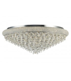 Flush Ceiling 18 Light Polished Chrome, Crystal - 1