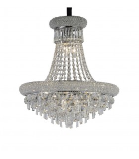 Ceiling Pendant Chandelier 9 Light Polished Chrome, Crystal - 1