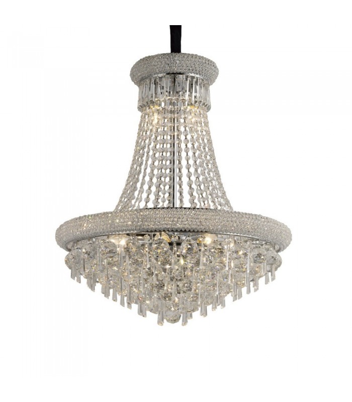 Ceiling Pendant Chandelier 13 Light Polished Chrome, Crystal - 1