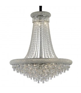 Ceiling Pendant Chandelier 18 Light Polished Chrome, Crystal - 1