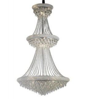 Ceiling Pendant Chandelier 3 Tier 29 Light Polished Chrome, Crystal - 1