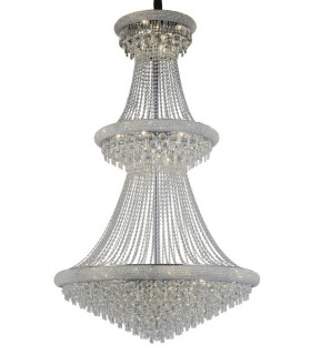 Ceiling Pendant Chandelier 3 Tier 37 Light Polished Chrome, Crystal - 1
