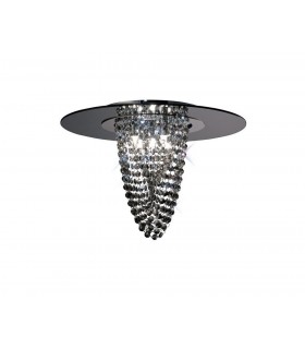 Flush Ceiling 5 Light Polished Chrome, Smoked Mirror, Smoked Crystal - 1