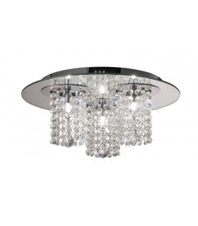 Flush Ceiling 3 Light Polished Chrome, Mirror, Crystal - 1