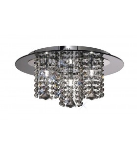 Flush Ceiling 3 Light Polished Chrome, Smoked Mirror, Smoked Crystal - 1