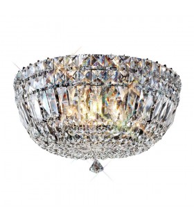 Flush Ceiling 3 Light Polished Chrome, Crystal - 1