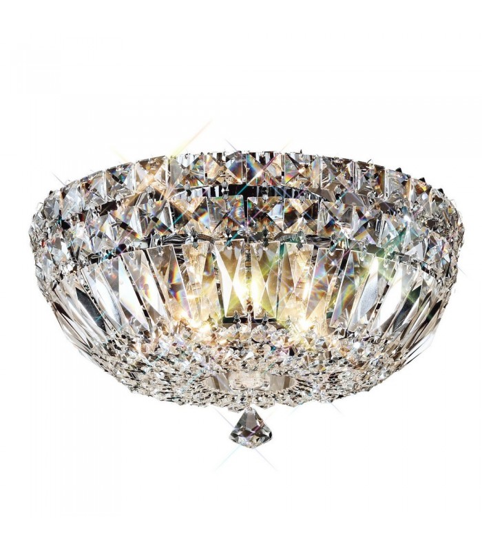 Flush Ceiling 5 Light Polished Chrome, Crystal - 1