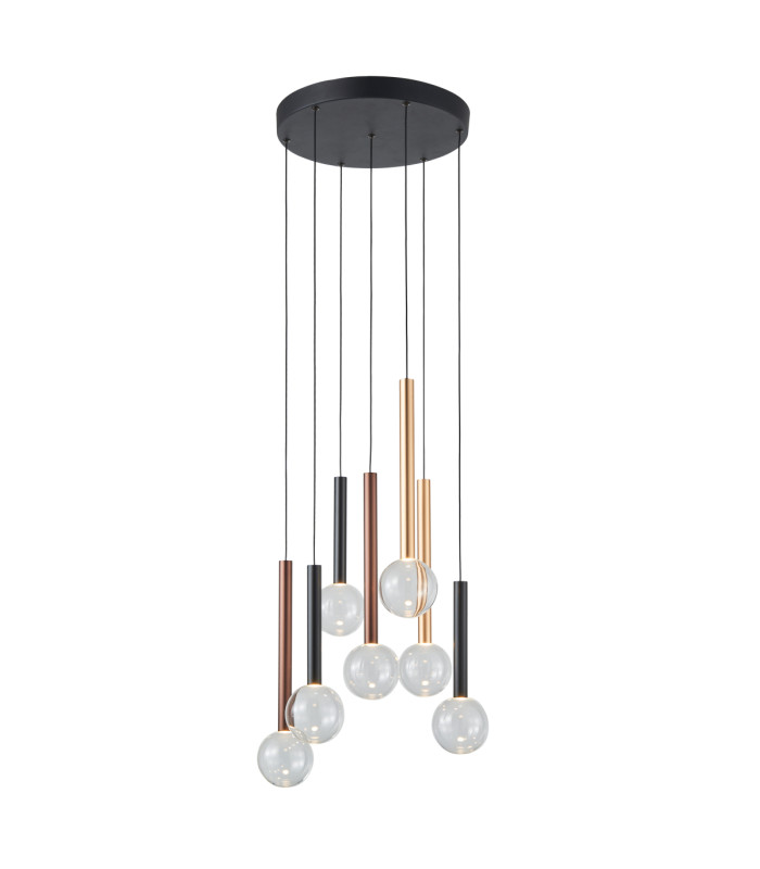 Alinos Cluster Pendant Ceiling Light Black 3000K Warm White 3 Step Dimmable 7xLED-1