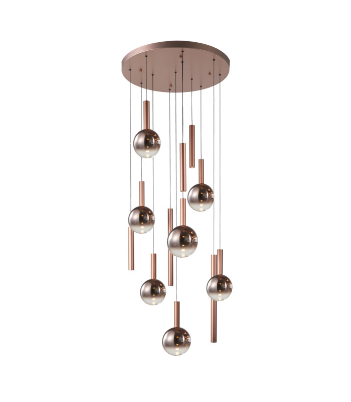 Camino Round Cluster Pendant Ceiling Light Copper 3000K Warm White 3 Step Dimmable 12xLED-1