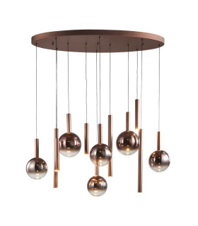 Camino Oval Cluster Pendant Ceiling Light Copper 3000K Warm White 3 Step Dimmable 12xLED-1