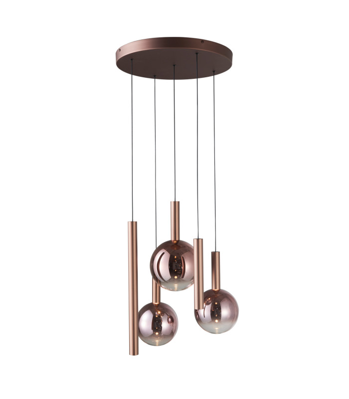 Camino Cluster Pendant Ceiling Light Copper 3000K Warm 3 Step Dimmable 5xLED-1