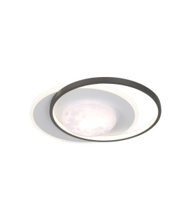 Desulo Small LED Semi Flush Ceiling Light Black 3000/4000/6000K-1