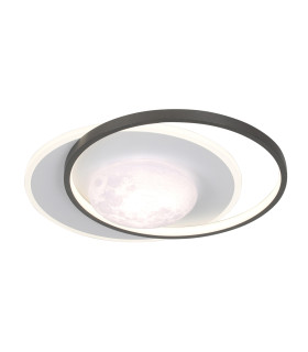 Desulo Large LED Semi Flush Ceiling Light Black 3000/4000/6000K-1