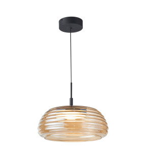 Loculi Dome Pendant Ceiling Light Black with Amber Glass Shade 3000K Warm White 3 Step Dimmable-1