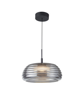 Loculi Dome Pendant Ceiling Light Black with Smoked Glass Shade 3000K Warm White 3 Step Dimmable-1