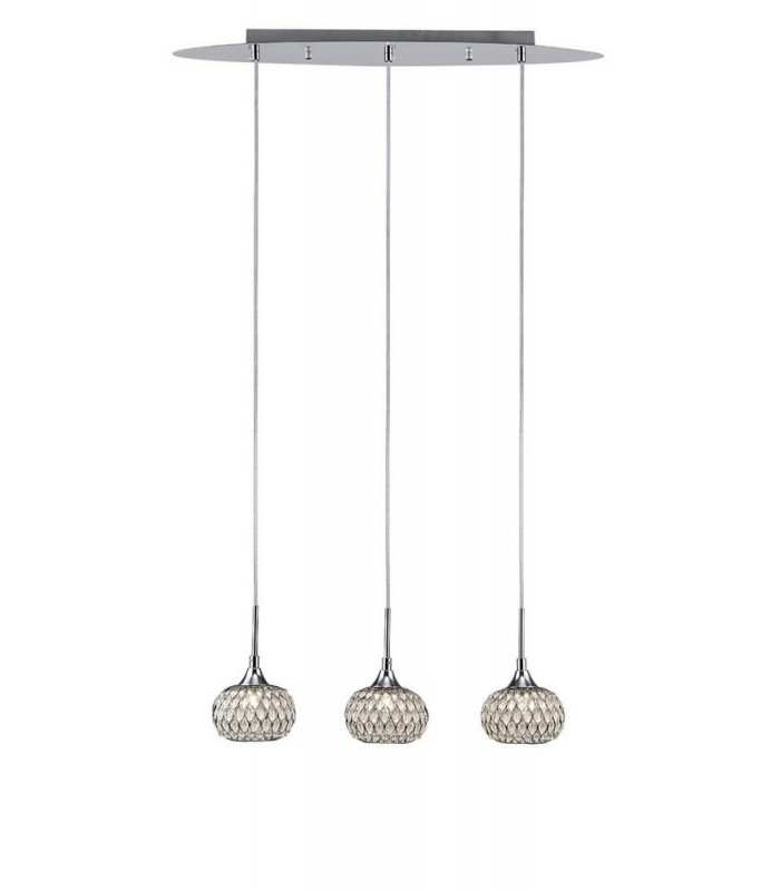 Ceiling Pendant 3 Light Line Polished Chrome, Clear Glass - 1