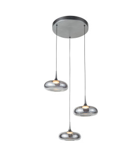 Tenele Cluster Pendant Ceiling Light Silver with Smoked Glass Shades 3000K Warm 3 Step Dimmable 3xLED-1