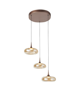 Tenele Cluster Pendant Ceiling Light Copper with Amber Glass Shades 3000K Warm 3 Step Dimmable 3xLED-1
