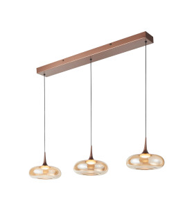 Tenele Bar Pendant Ceiling Light Copper with Amber Glass Shades 3000K Warm 3 Step Dimmable 3xLED-2
