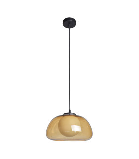 Ainale Dome Pendant Ceiling Light Black with Smoked Shade-1