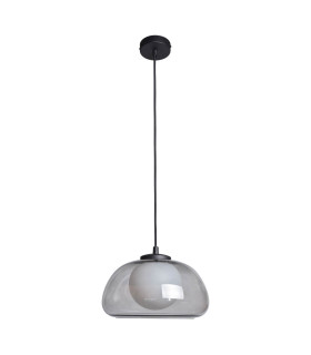 Ainale Dome Pendant Ceiling Light Black with Amber Shade-1