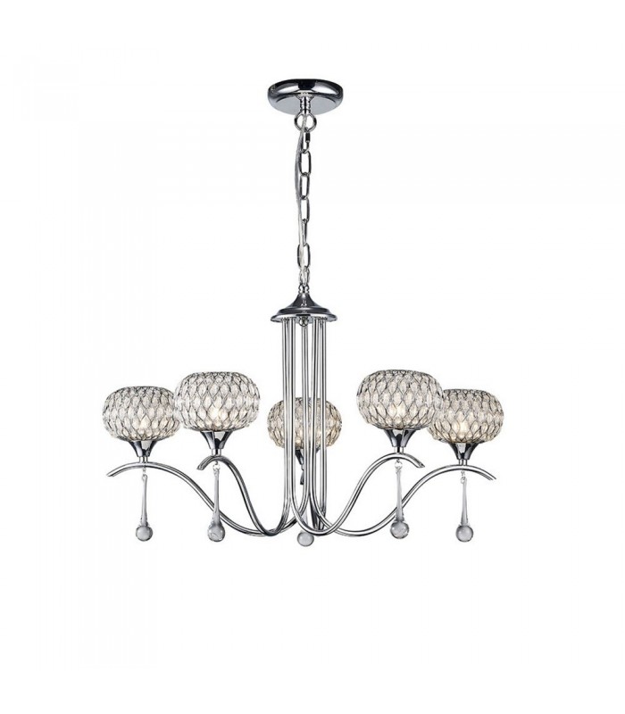 Ceiling Pendant 5 Light Polished Chrome, Clear Glass - 1