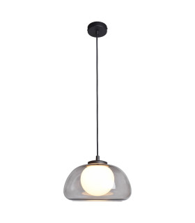 Ainale Dome Pendant Ceiling Light Black with Amber Shade-2