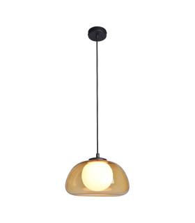 Ainale Dome Pendant Ceiling Light Black with Smoked Shade-2