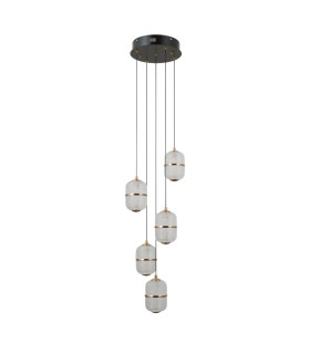 Alani Cluster Pendant Ceiling Light Matt Black Gold 3000K Warm White 5xLED-1
